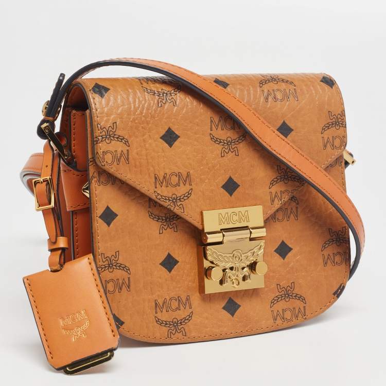 مملوكة مسبقًا MCM Cognac Visetos Coated Canvas and Leather Patricia Crossbody Bag