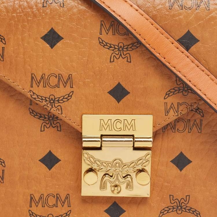 مملوكة مسبقًا MCM Cognac Visetos Coated Canvas and Leather Patricia Crossbody Bag