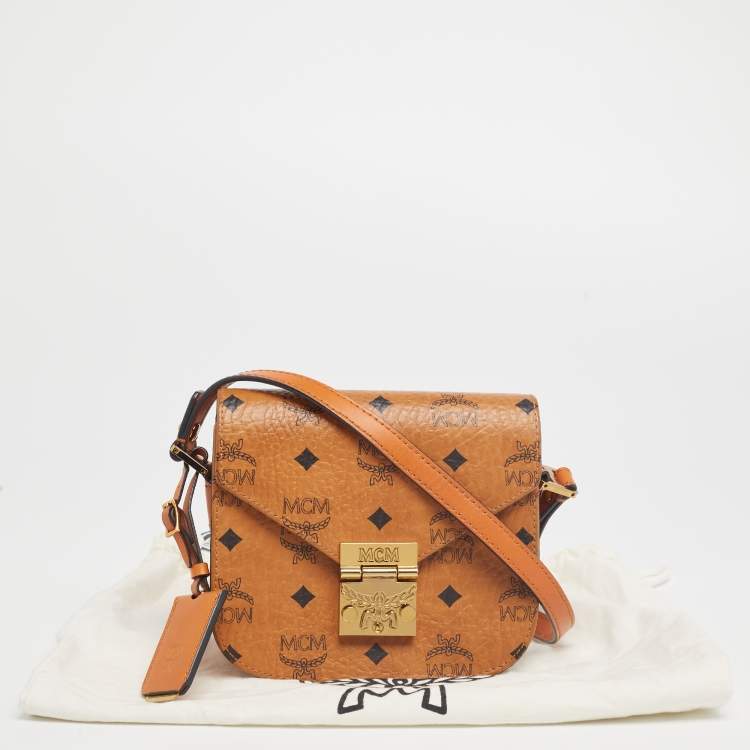 مملوكة مسبقًا MCM Cognac Visetos Coated Canvas and Leather Patricia Crossbody Bag