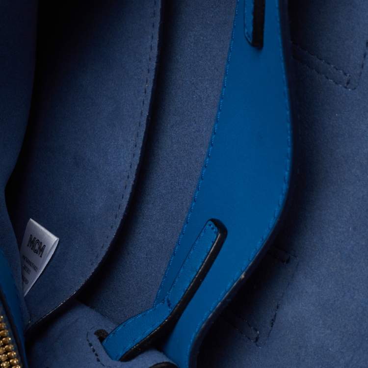 Pre Owned MCM Two Tone Blue Leather Mini Milla Tote