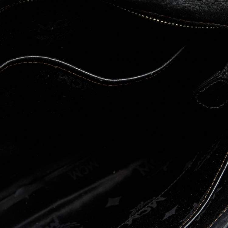 Pre Owned MCM Black/Grey Coated Canvas and Leather Crossbody Bag