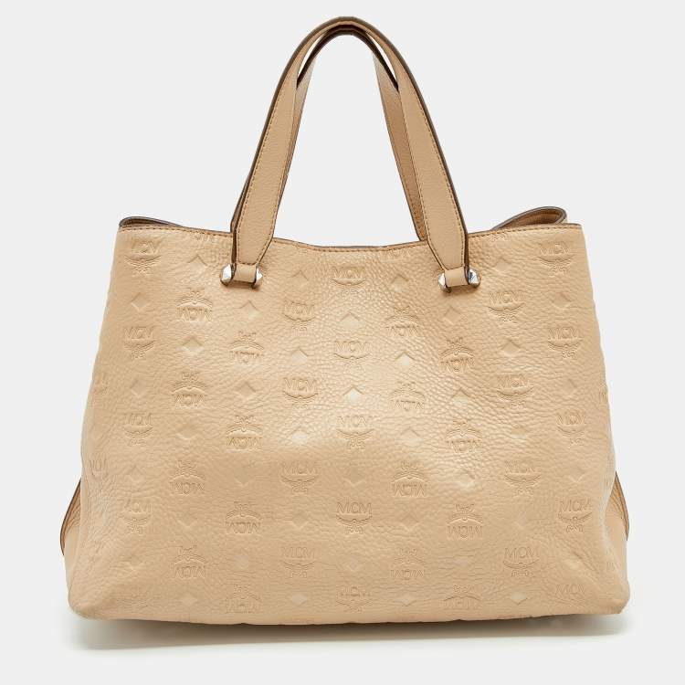 مملوكة مسبقًا MCM Beige Monogram Leather Tote