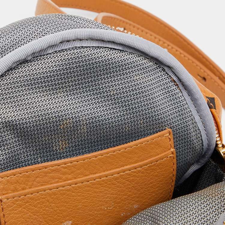 Pre Owned MCM Tan Coated Canvas And Leather Studded Stark Backpack