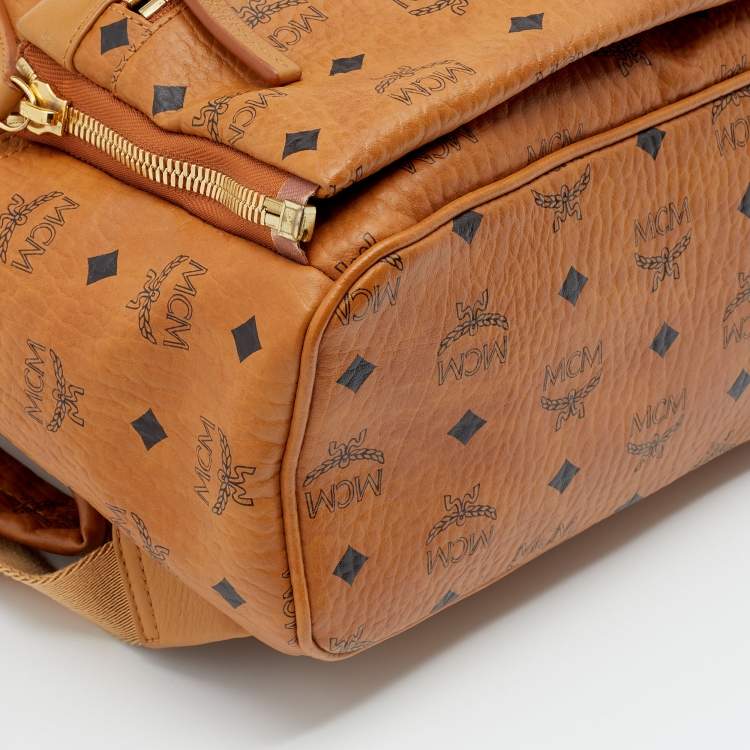 Pre Owned MCM Cognac Visetos Coated Canvas Mini Studs Stark Backpack
