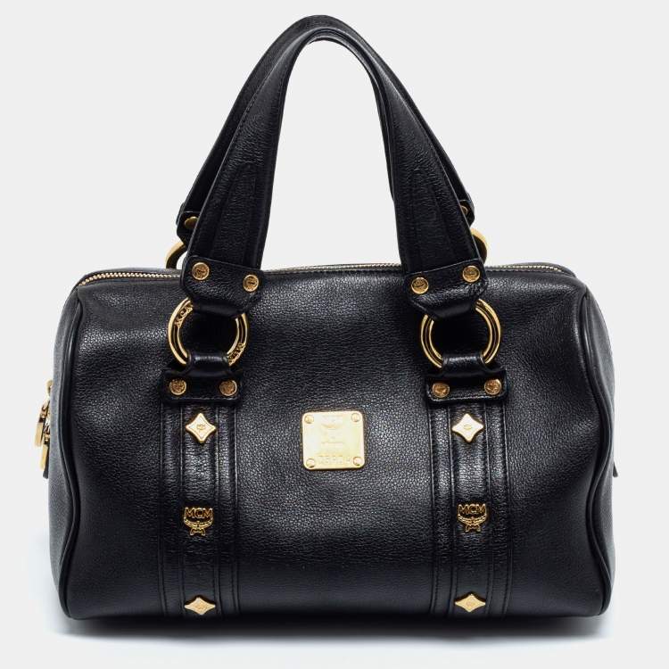 MCM, Bags, Mcm Boston Bag Black Leather Size Small