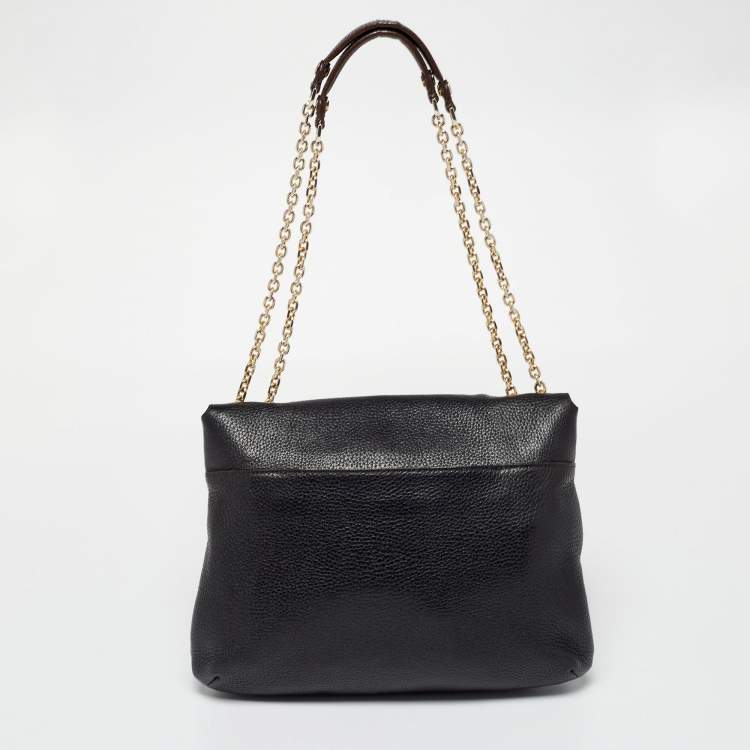 مملوكة مسبقًا MCM Black Leather Chain-Link Shoulder Bag