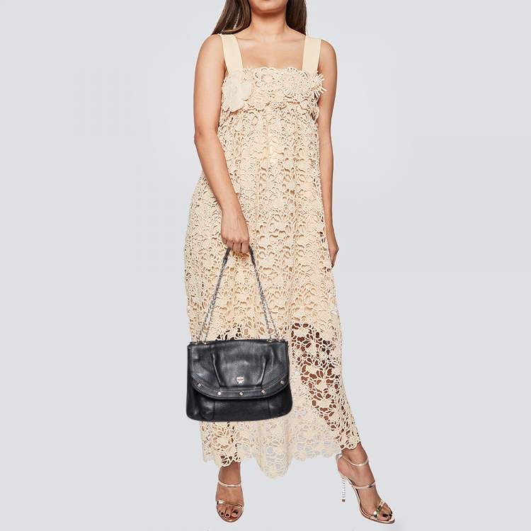 مملوكة مسبقًا MCM Black Leather Chain-Link Shoulder Bag