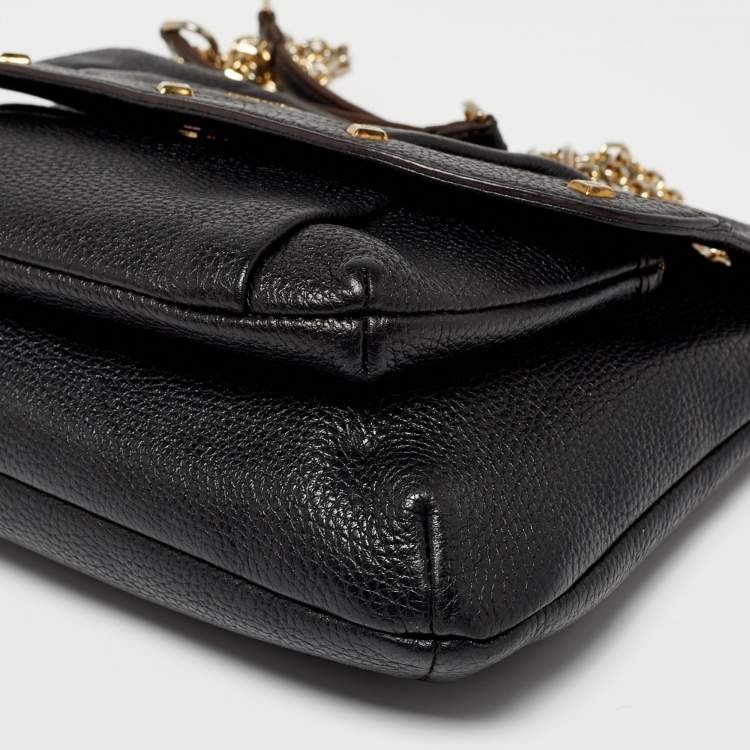 مملوكة مسبقًا MCM Black Leather Chain-Link Shoulder Bag