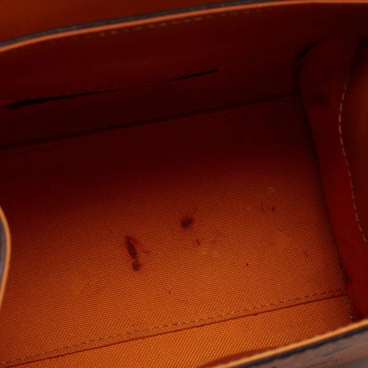 Pre Owned MCM Cognac Visetos Coated Canvas and Leather Mini Heritage Top Handle Bag
