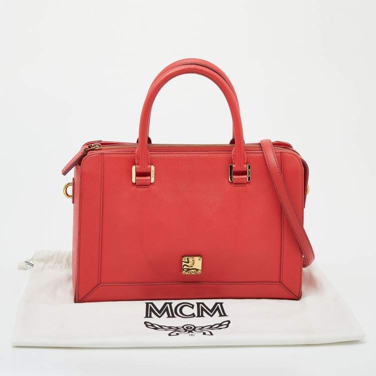 Pre Owned MCM Coral Leather Large Nuovo Tote