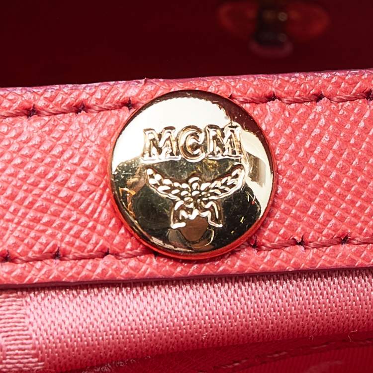 Pre Owned MCM Coral Leather Large Nuovo Tote