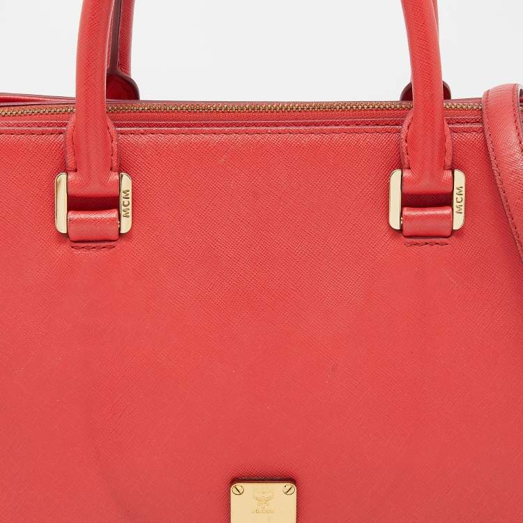 Pre Owned MCM Coral Leather Large Nuovo Tote