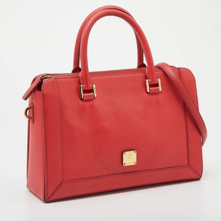 Pre Owned MCM Coral Leather Large Nuovo Tote