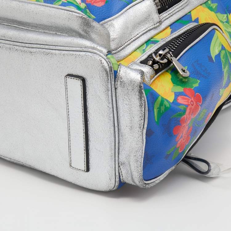 Pre Owned MCM Multicolor Leather And Coated Canvas Paradiso Floral Studded Backpack