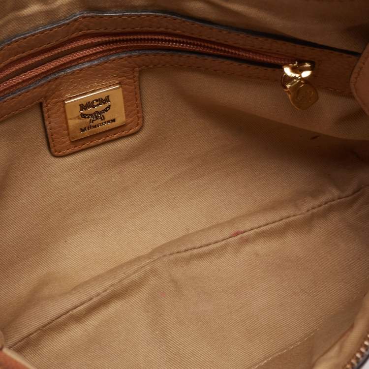 Pre Owned MCM Cognac Visetos Leather Crossbody Bag