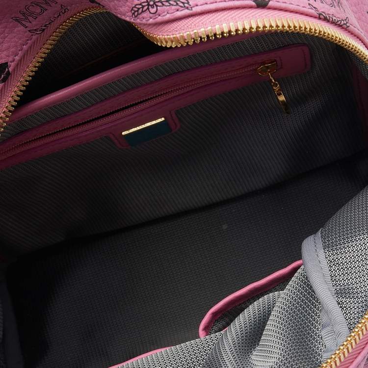 Pre Owned MCM Pink Visetos Studded Coated Canvas Stark Backpack