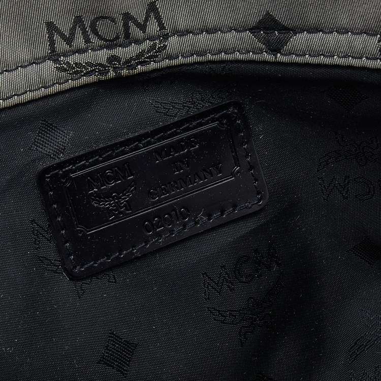 Pre Owned MCM Grey/Black Visetos Nylon and Leather Shoulder Bag