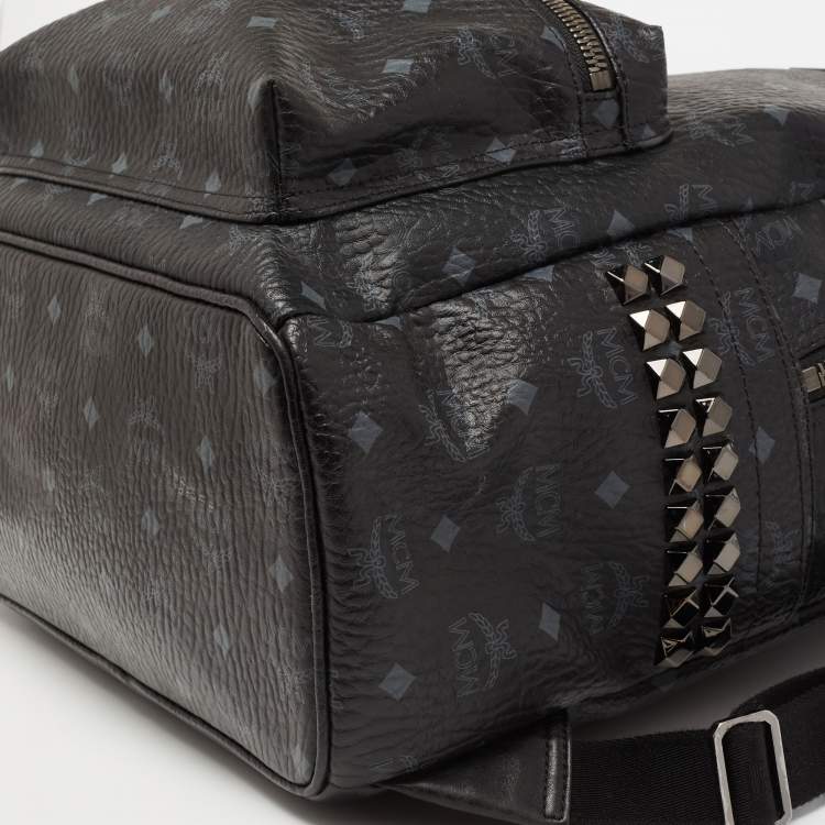 Pre Owned MCM Black Visetos Coated Canvas and Leather Large Stark Backpack