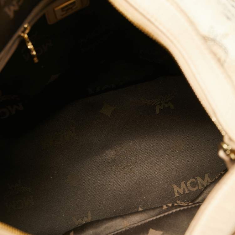 Pre Owned MCM Beige Visetos Coated Canvas and Leather Essential Hobo