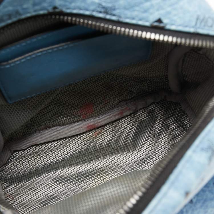 Pre Owned MCM Blue Visetos Coated Canvas and Leather Mini Studded Stark-Bebe Boo Backpack