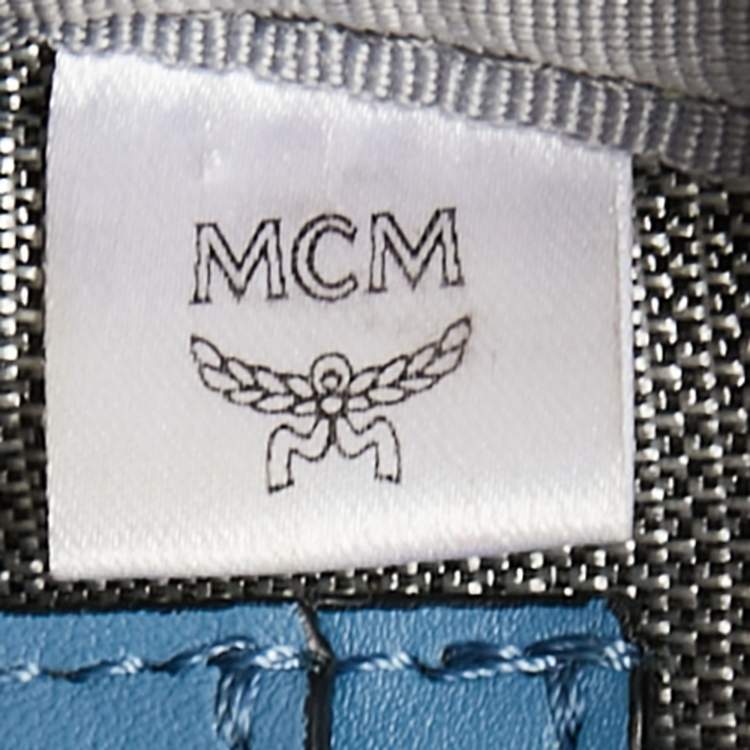 Pre Owned MCM Blue Visetos Coated Canvas and Leather Mini Studded Stark-Bebe Boo Backpack