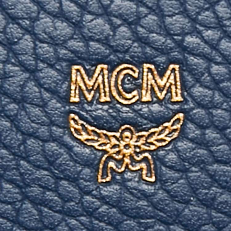 Pre Owned MCM Navy Blue Leather Milla Flap Top Handle Bag