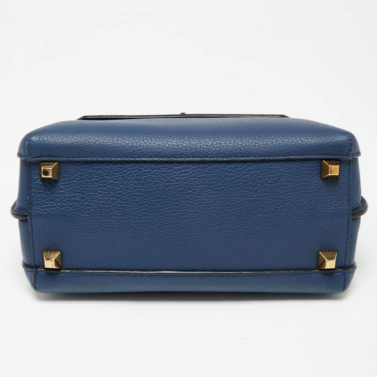 Pre Owned MCM Navy Blue Leather Milla Flap Top Handle Bag