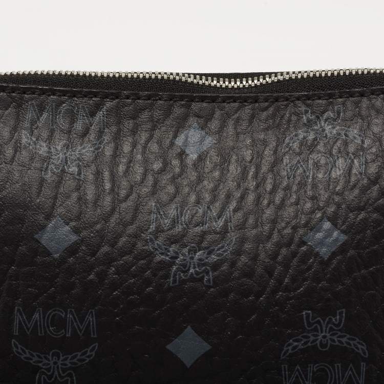 Pre Owned MCM Black Visetos Coated Canvas Baguette 