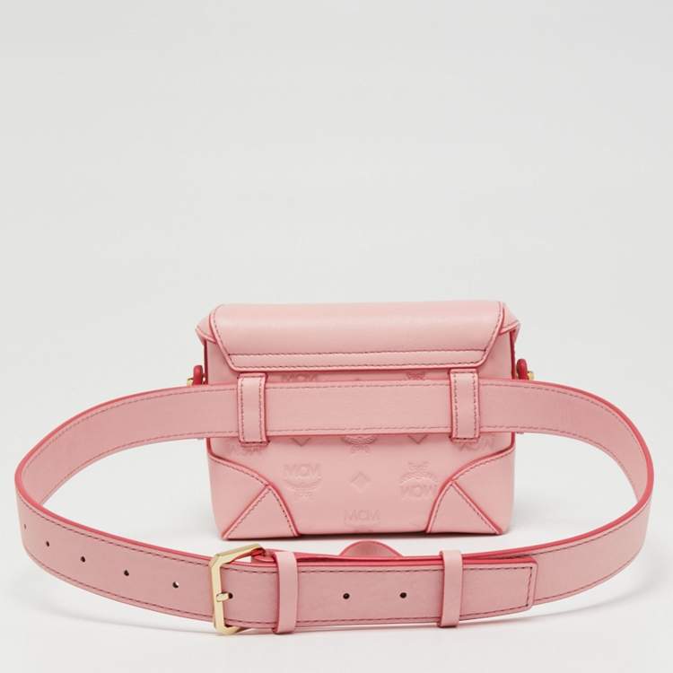 Pre Owned MCM Pink Leather Berlin Chain Belt Bag
