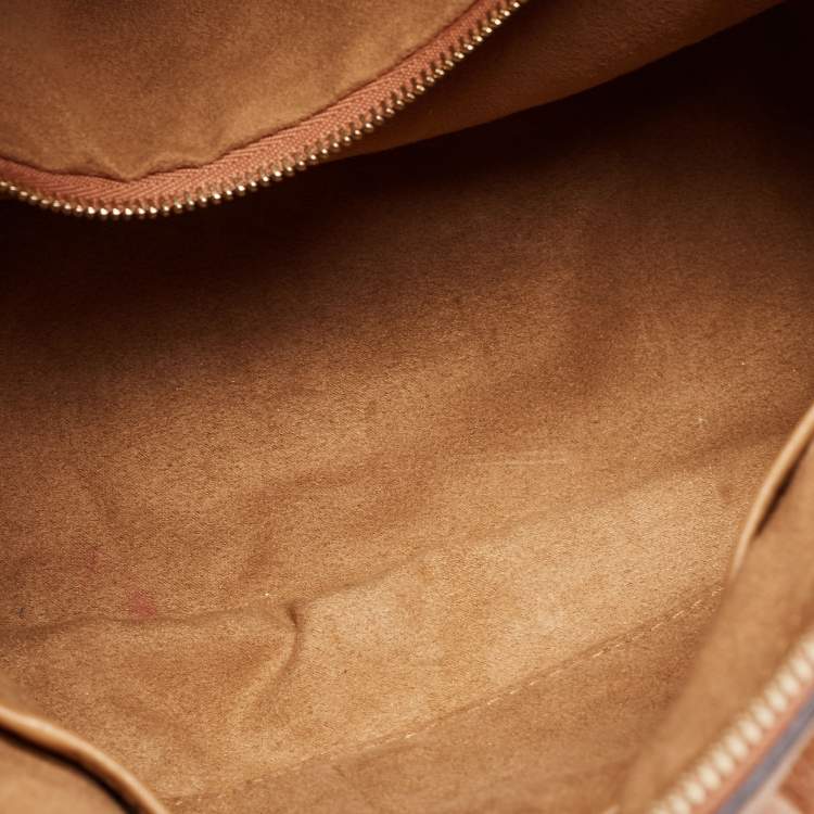 Pre Owned MCM Cognac Visetos Coated Canvas and Leather Zip Tote