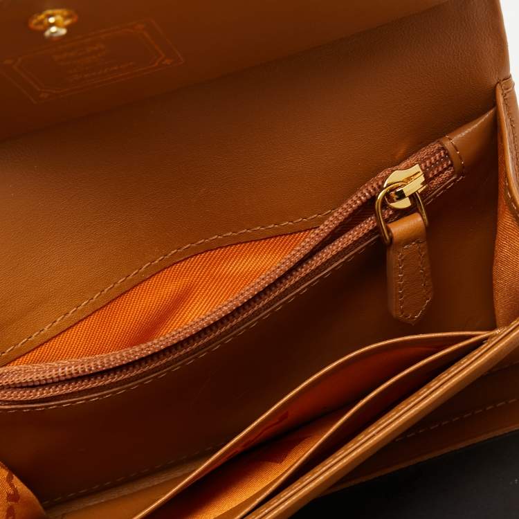 Pre Owned MCM Cognac Visetos Coated Canvas Trifold Wallet