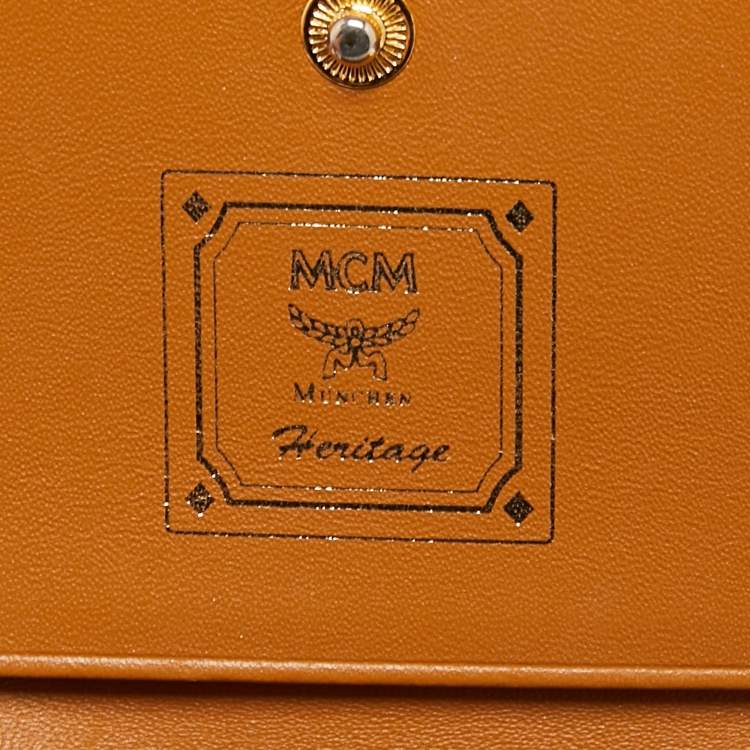 Pre Owned MCM Cognac Visetos Coated Canvas Trifold Wallet