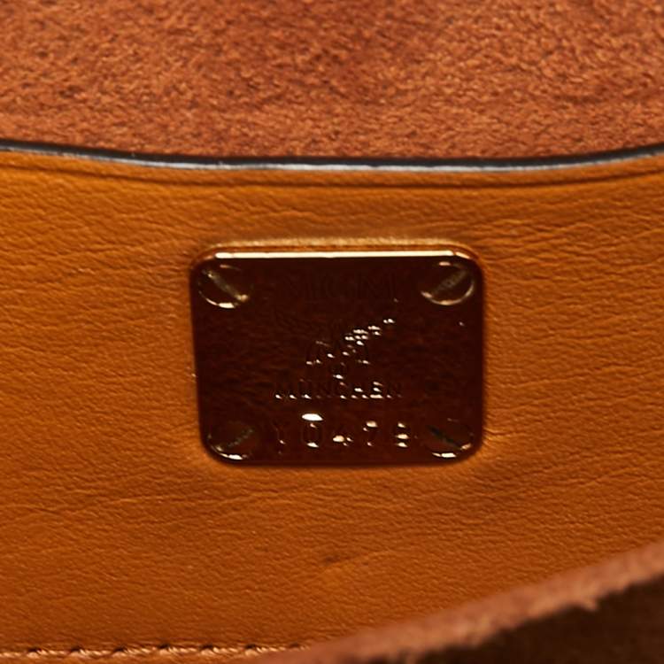 Pre Owned MCM Cognac Visetos Coated Canvas And Leather Berlin Box Bag