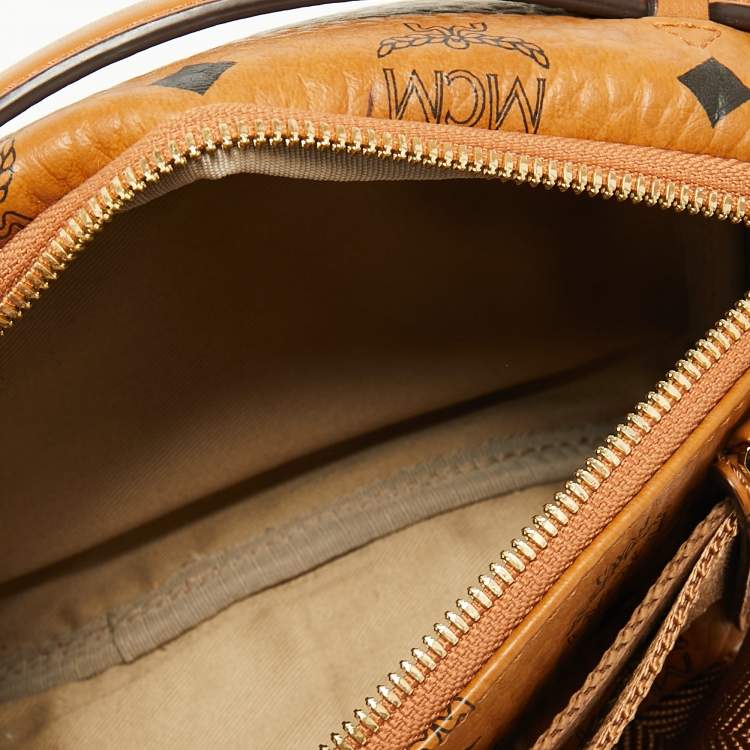 Pre Owned MCM Cognac Visetos Coated Canvas and Leather Belt Bag