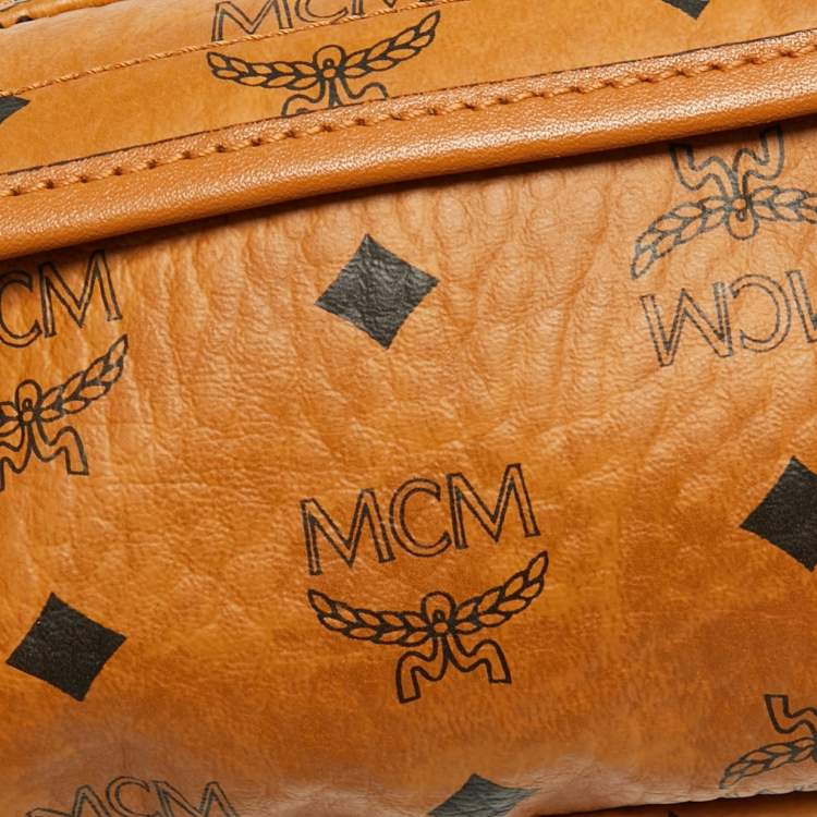 Pre Owned MCM Cognac Visetos Coated Canvas and Leather Belt Bag