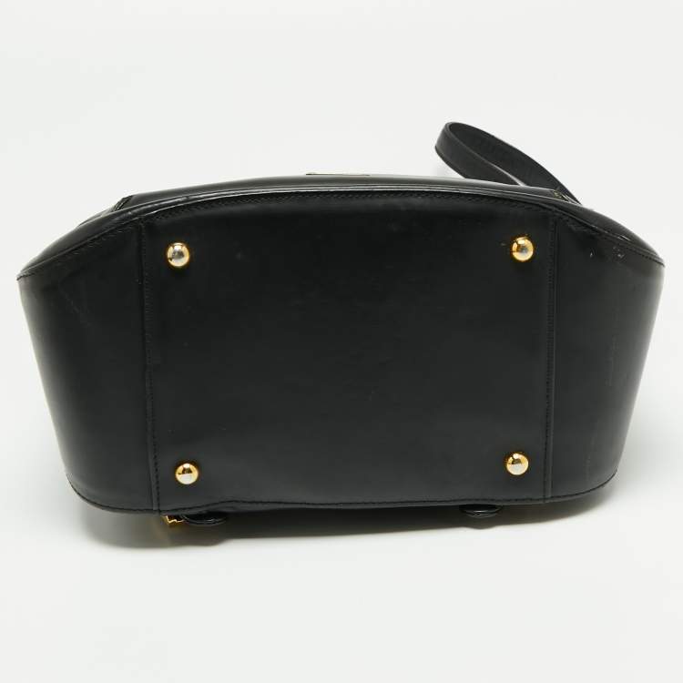 Pre Owned MCM Black Leather Front Pocket Flap Backpack