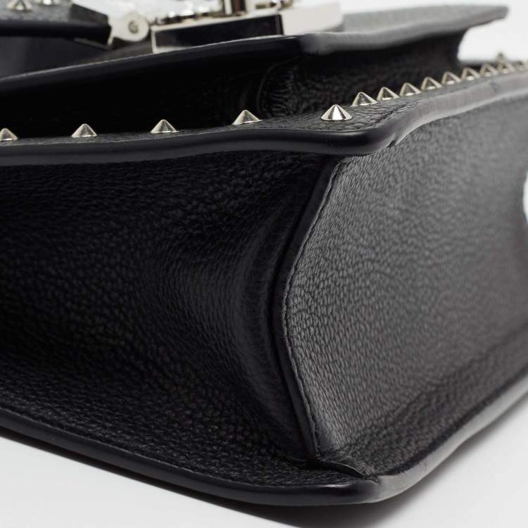 Pre Owned MCM Black Leather Patricia Studded Top Handle Bag