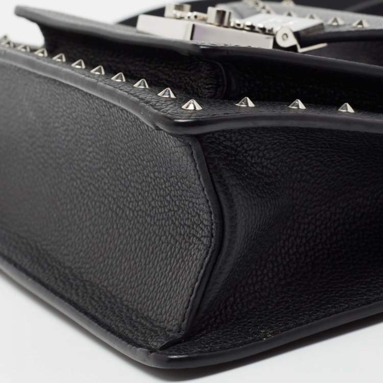 Pre Owned MCM Black Leather Patricia Studded Top Handle Bag