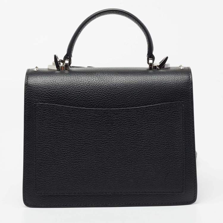 Pre Owned MCM Black Leather Patricia Studded Top Handle Bag