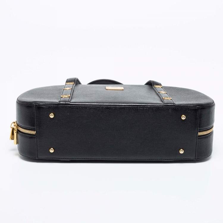 Pre Owned MCM Black Leather Motif Dome Satchel