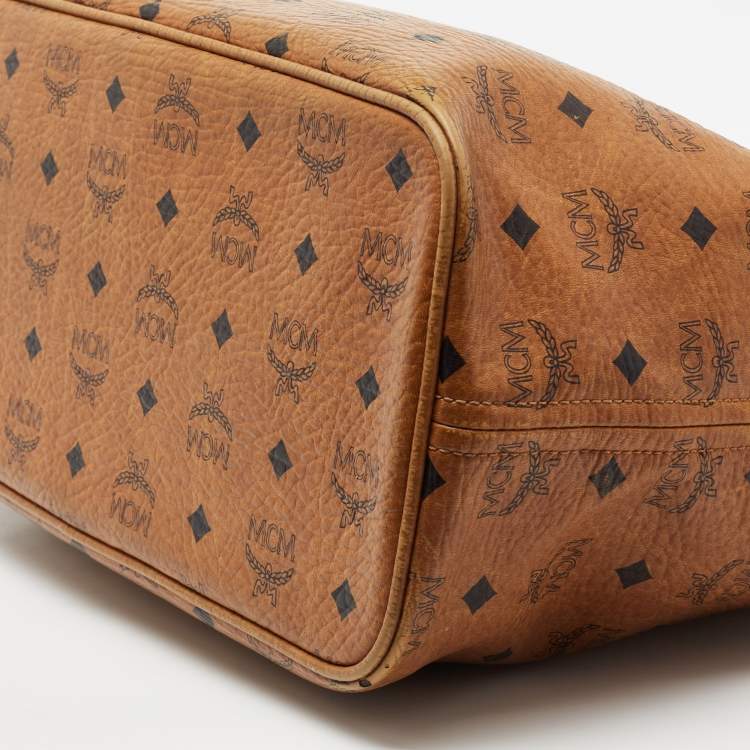 Pre Owned MCM Cognac Visetos Coated Canvas Tote