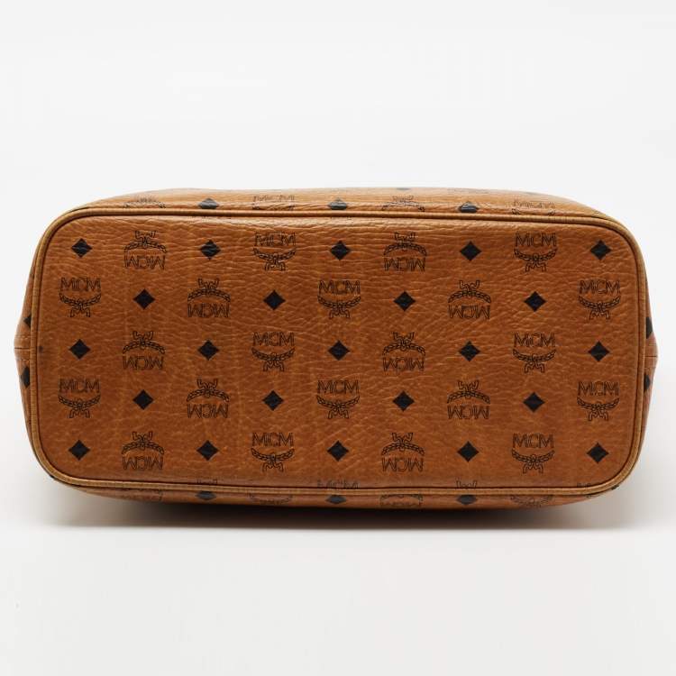 Pre Owned MCM Cognac Visetos Coated Canvas Tote