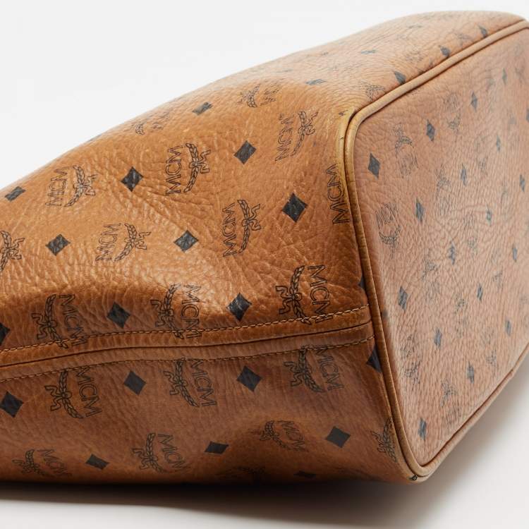 Pre Owned MCM Cognac Visetos Coated Canvas Tote