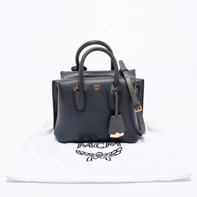 Pre Owned MCM Grey Leather Mini Milla Park Avenue Tote