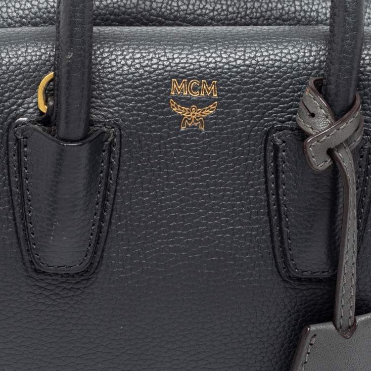 Pre Owned MCM Grey Leather Mini Milla Park Avenue Tote