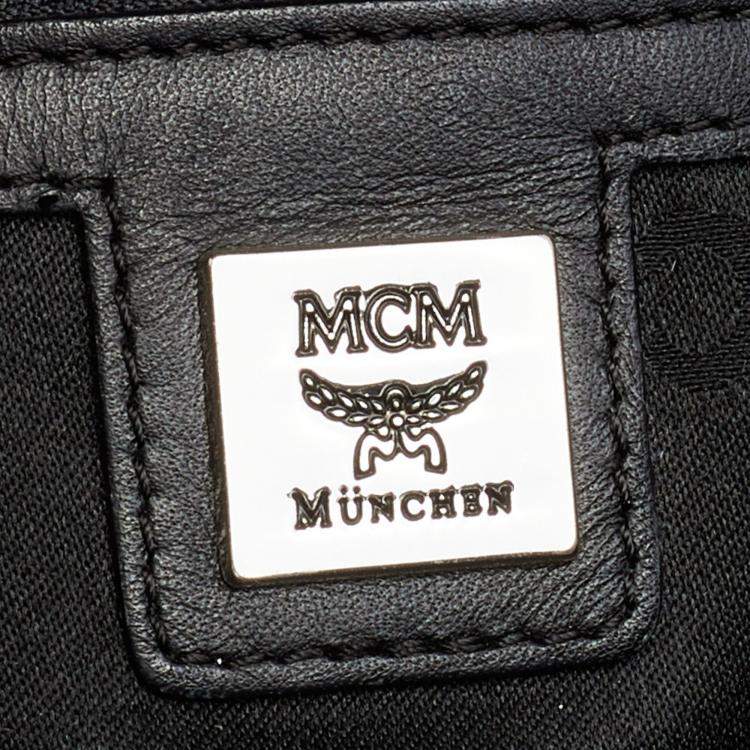Pre Owned MCM Black Visetos Coated Canvas and Leather Tote
