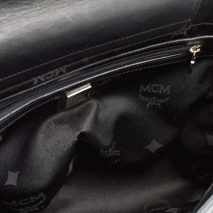 Pre Owned MCM Black Visetos Coated Canvas and Leather Tote