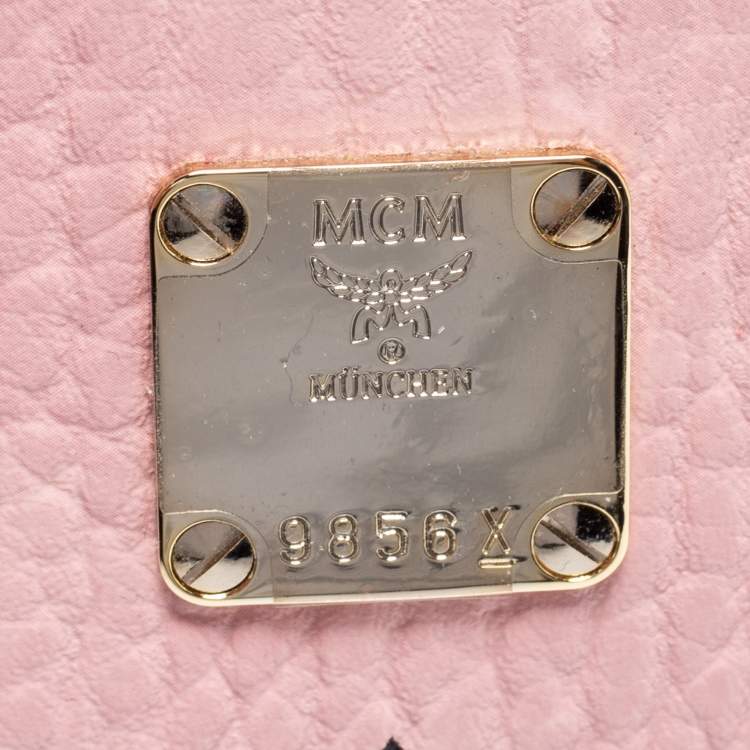 مملوكة مسبقًا MCM Pink Visetos Coated Canvas and Leather Mini Anya Zip Tote