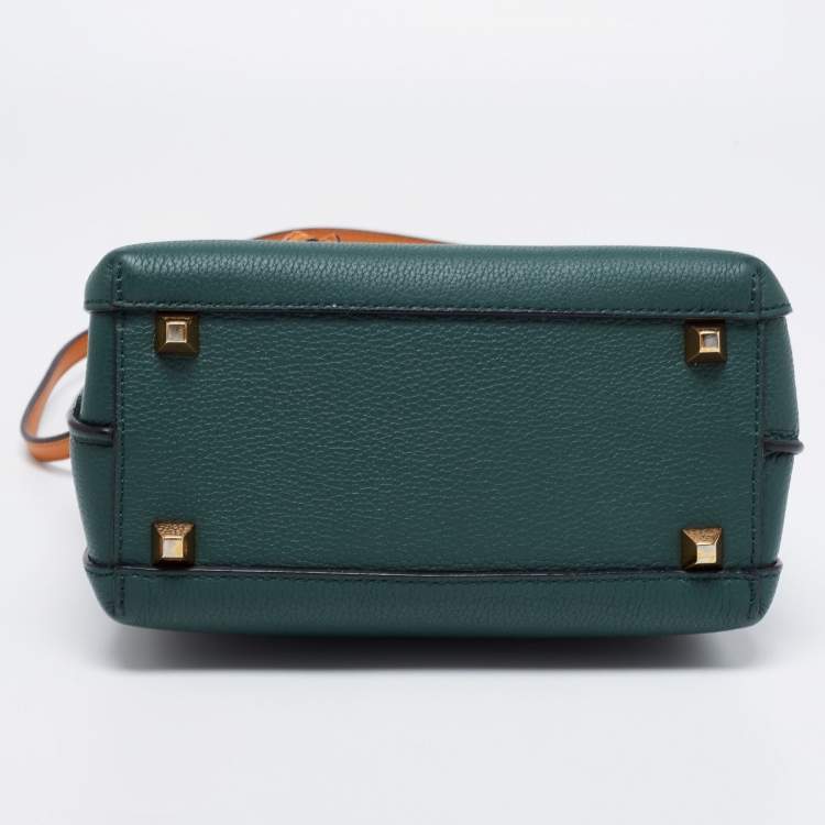Pre Owned MCM Green Leather Mini Milla Park Avenue Tote