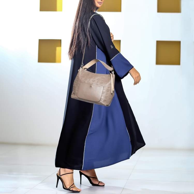مملوكة مسبقًا MCM Grey Monogram Leather Shoulder Bag